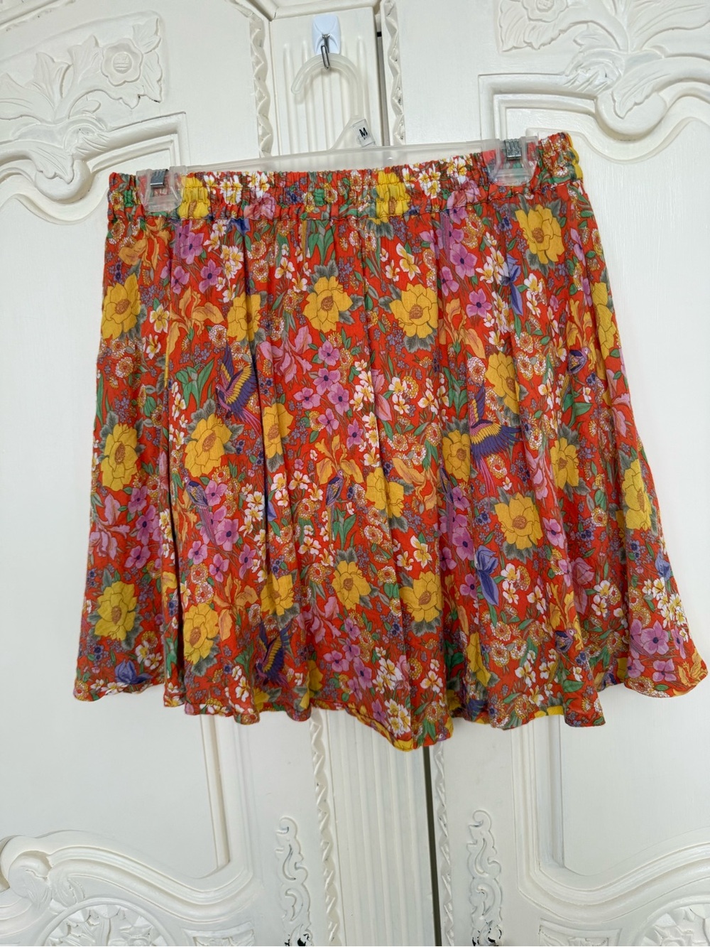 Spell Last drinks Floral Print Mini Skirt with Yellow Accents